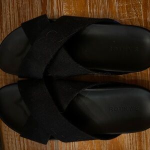 Rothy's Elegant Black Cross-Strap Slides